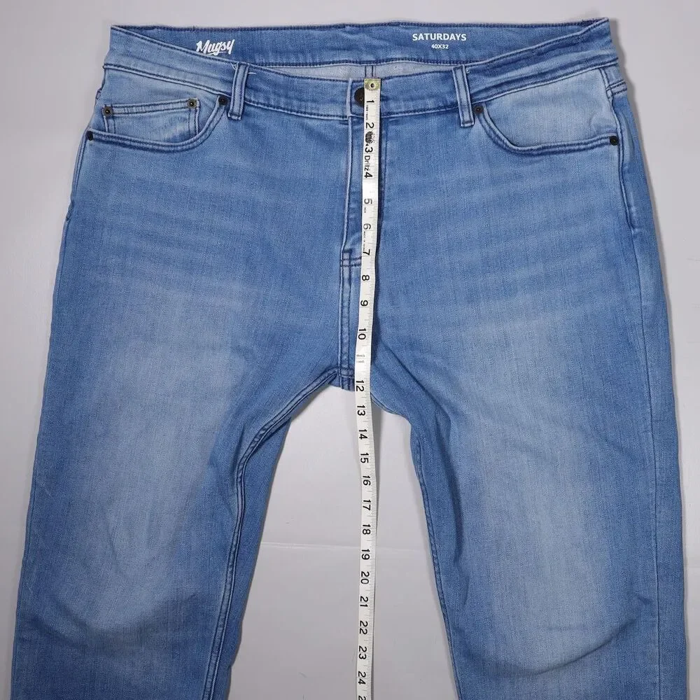 Mugsy Saturdays Jeans Cashmere Blend Blue Stretch Denim Mens 40 x 32